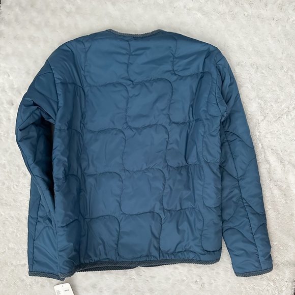 NWT- BERNIE BERNARDO Quilted Corduroy Trim Recycled Fabric Riviera Blue Jacket - Picture 5 of 13